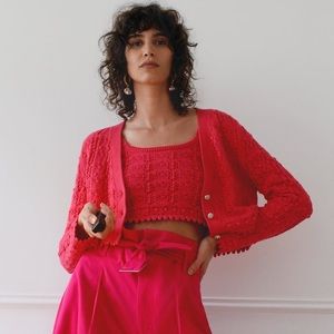 ZARA Pointelle Knit Crop Top